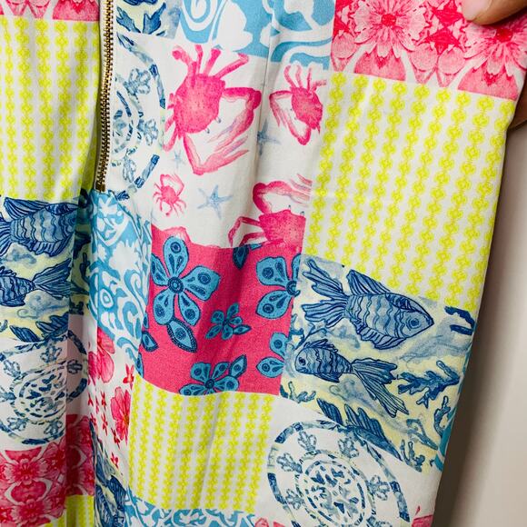 Kaeli Smith Sheath Dress Sz 2 Patchwork Sea Life - Picture 8 of 11